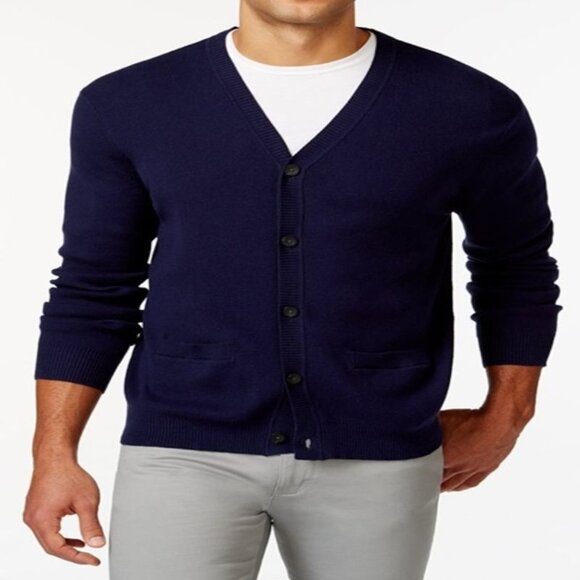 Club Room Men's Navy Blue Big & Tall V-Neck Cardigan - Picture 1 of 1